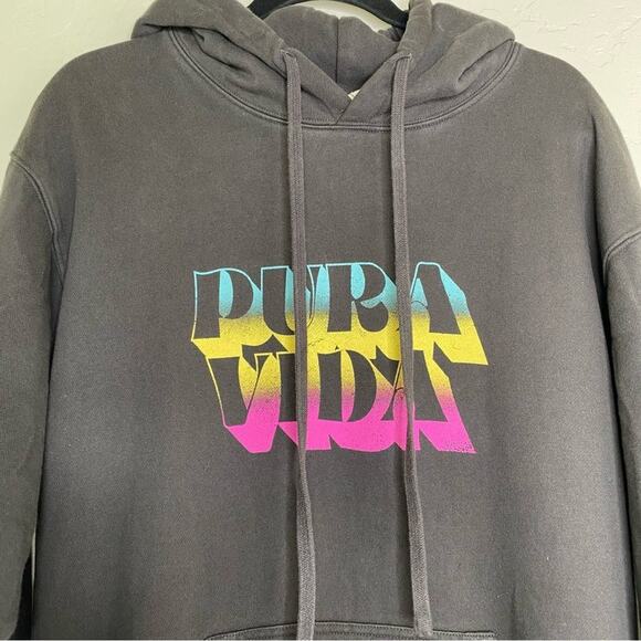 Pura Vida Brown Color Block Hoodie Large - Picture 3 of 11